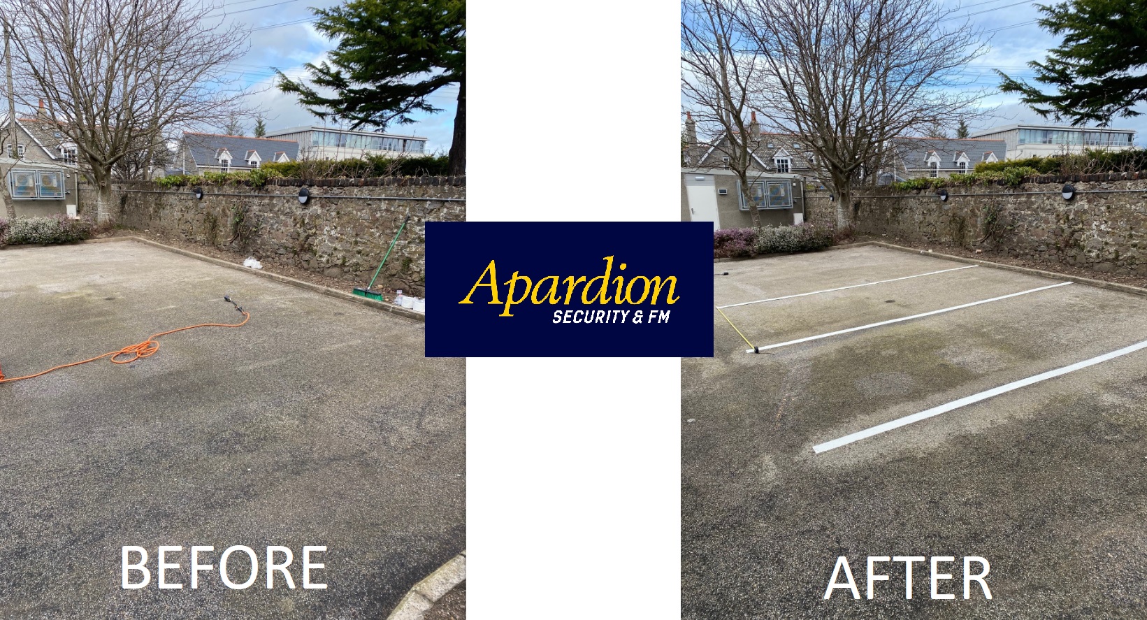 Road markings before and after